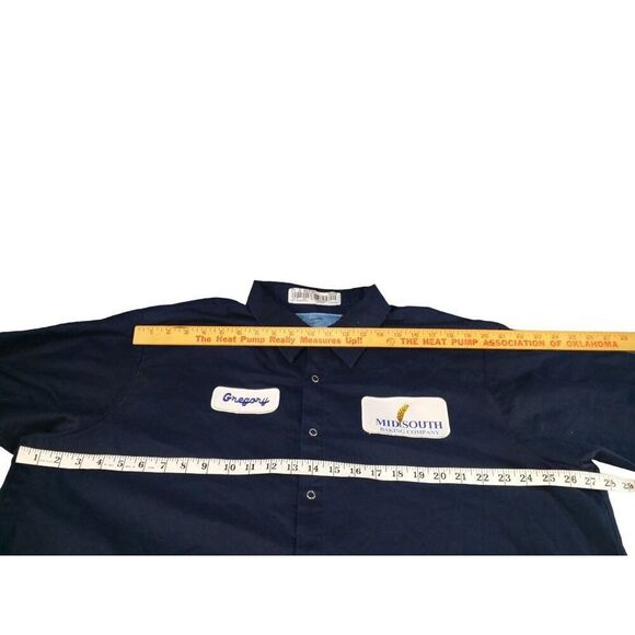 Cintas ComfortFlex Button Up Shirt Men Sz XXL Blue Mid South Bakery Workwear Emb - Picture 4 of 6
